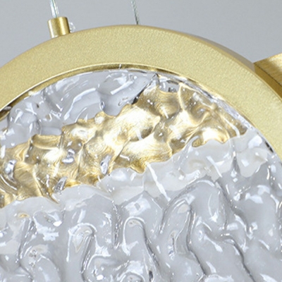LED Minimalist Island Light Strip Shape Wrought Iron Chandelier in Gold
