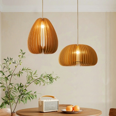 Single Bulb Pendant Lighting Fixture Wooden Modern Hanging Light Fixture