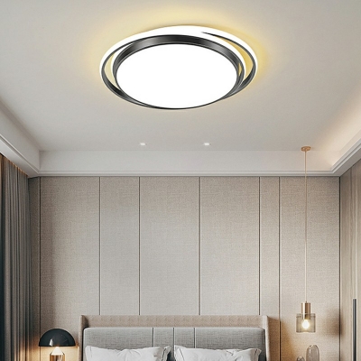 1 Light Contemporary Ceiling Light Black Acrylic Round Ceiling Fixture for Living Room