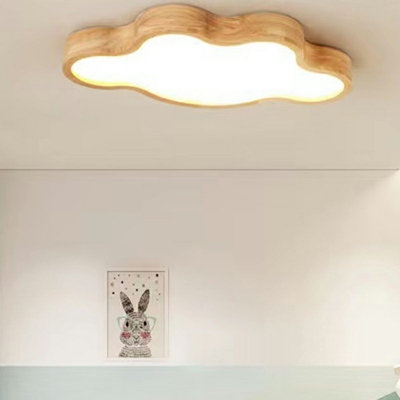 1 Light Contemporary Ceiling Light Wooden Ceiling Fixture for Kids Room