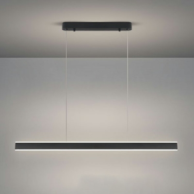 1 Light Contemporary Island Lighting Linear Acrylic Hanging Lamp in Black