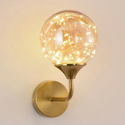 1-Light Sconce Light Contemporary Style Globe Shape Metal Wall Mounted Lights