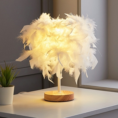 1-Light Table Lamp Contemporary Style Feather Shape Metal Nightstand Lamps