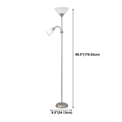 2-Light Stand Up Lamps Minimalist Style Bell Shape Metal Floor Standing Lamp