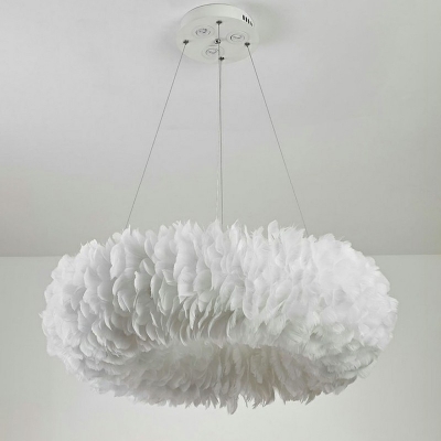Contemporary E27 Chandelier Lights Feather Chandelier for Living Room