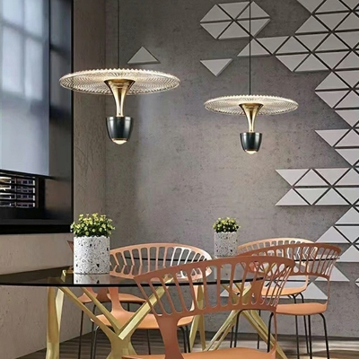 1-Light Pendant Lights Contemporary Style Geometric Shape Metal Hanging Ceiling Light