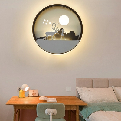 1-Light Sconce Lights Contemporary Style Round Shape Metal Wall Mount Light