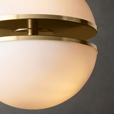 1-Light White Pendant Ceiling Lights Postmodern Style Globe Shape Metal Hanging Light