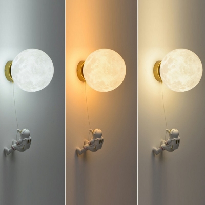 Bedroom Creative Wall Lighting Fixtures Astronaut Cartoon 3D Moon Wall Light Sconce