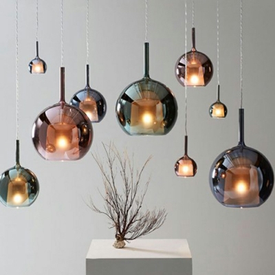 Glass Modern Electroplated Spherical Hanging Light Fixtures Hanging Ceiling Lights