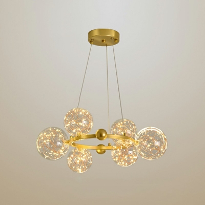 Gold Chandelier Lighting Fixtures with Gypsophila Glass Shade led 12.6