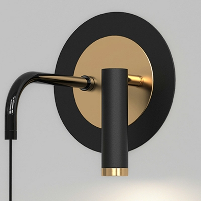 Modern Style Pipe Wall Mounted Lighting Metal 1-Light Sconce Light Fixture in Black
