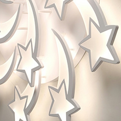 Star Flush Mount Light Industrial Style Metal 3-Lights Flush Light Fixtures in White