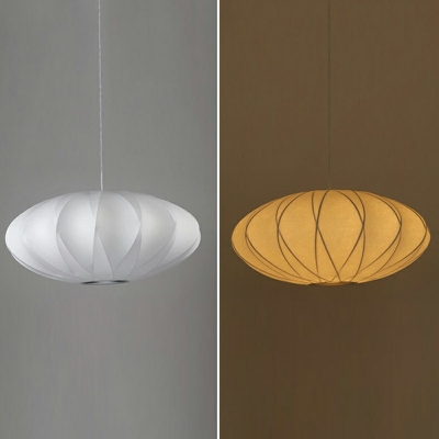 1 Head Cocoon Fibe Ceiling Pendant Lamp Contemporary Fabric Art Deco Suspended Light in White