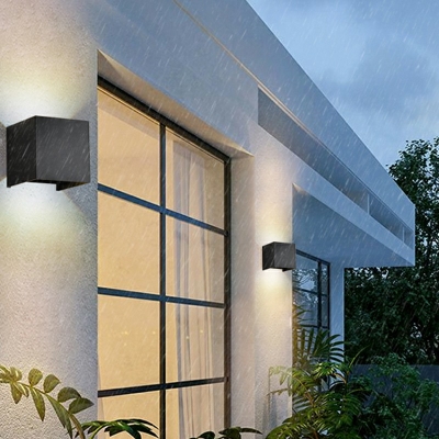 2 Lights Rectangular Wall Sconce Modern Style Metal Sconce Light in Black