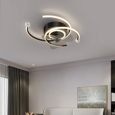 3 Light Contemporary Ceiling Fan Circle Acrylic Ceiling Fan for Bedroom