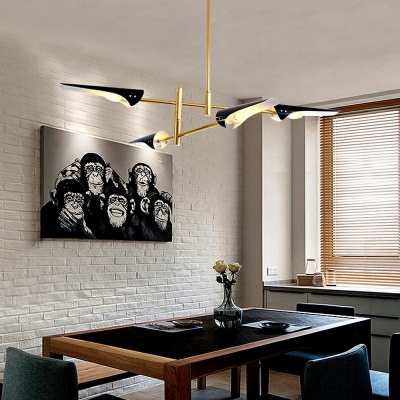 4/6/8 Lights Linear Chandelier Lighting Post Modern Metal Black Art Deco Indoor Lighting Fixture