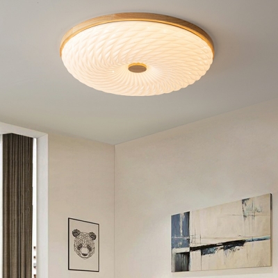 Contemporary Disk Flush Mount Light Fixtures Wood and Acrylic Led Flush Ceiling Lights