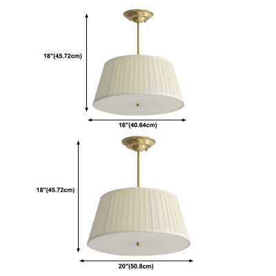 Drum Traditional Pendant Lighting Fixtures Vintage Fabric Hanging Ceiling Lights for Bedroom