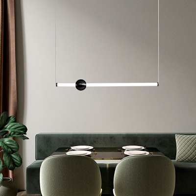 Linear Shape Hanging Pendant Light with Glass Shade Island Light for Dining Room