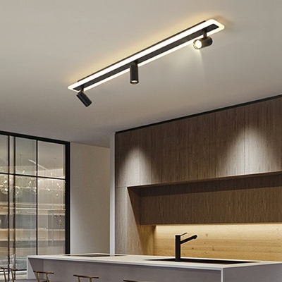 Modern Linear Flush Mount Ceiling Light Metal Ceiling Light for Bedroom