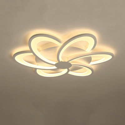 Simple Style Flush Ceiling Lights Flower-Shape Modern Flush Mount Lights in White