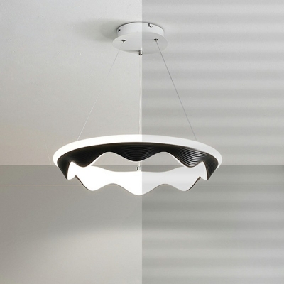 1-Light Hanging Light Fixtures Minimalism Style Ring Shape Metal Chandelier Lights