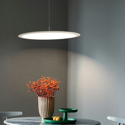 1-Light Pendant Ceiling Lights Minimalist Style Round Shape Metal Hanging Light Kit