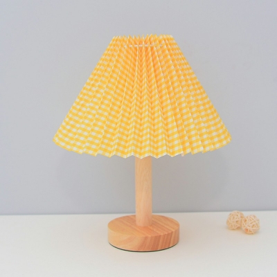 1-Light Table Lamp Contemporary Style Cone Shape Wood Nights Stand Lamp