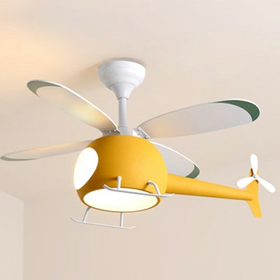 Airplane Shape Fan Lighting LED Children's Bedroom Modern Flush Mount Ceiling Fan