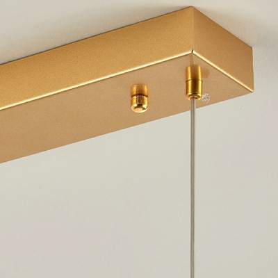 LED Minimalist Island Light Strip Shape Wrought Iron Pendant Light in Gold