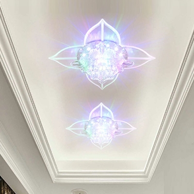 Modern Flower Semi Flush Mount Light Fixture Crystal Semi Flush Mount Ceiling Light