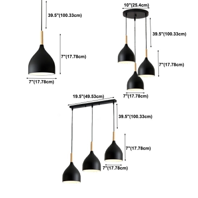 Modern Style Dome Down Lighting Pendant Metal 1-Light Pendant Lighting Fixtures in Black