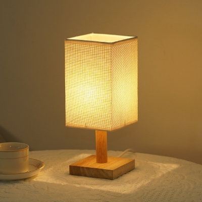 1-Light Table Lamp Contemporary Style Rectangle Shape Wood Nights Stand Lamp