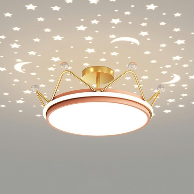 2-Light Semi Flush Light Fixtures Contemporary Style Crown Shape Metal Ceiling Mount Chandelier