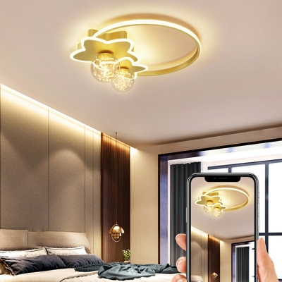5 Lights Star Flush Ceiling Lights Modern Style Metal Flush Ceiling Light in Gold