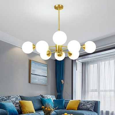 8-Light Hanging Light Fixtures Minimalism Style Ball Shape Metal Chandelier Lights