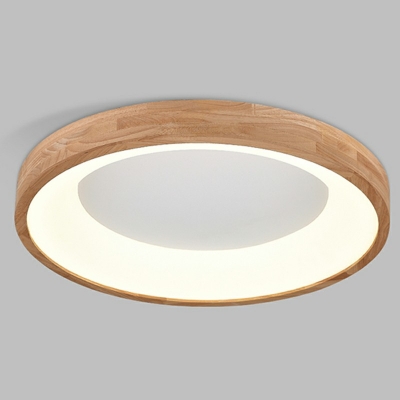 Contemporary Round Flush Mount Light Fixtures Acrylic and Wood Led Flush Light