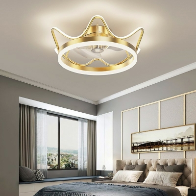 Flush Fan Light Kid's Room Style Acrylic Flush Mount Ceiling Fan Light for Living Room