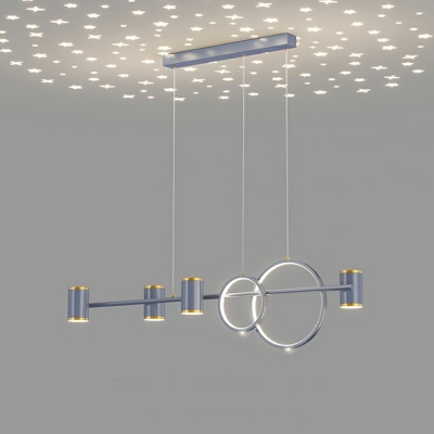 Grey Cylinder Island Lamps Modern Style Metal 6 Lights Island Lights