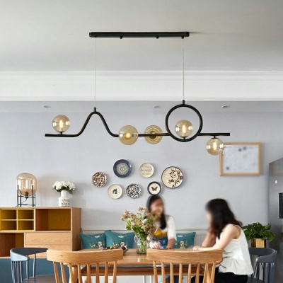 Modern Chandeliers for Dining Room LED with Glass Shade Island Light