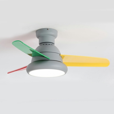 Modern Flush Mount Ceiling Fans with Acrylic Shade Fan Lighting for Bedroom