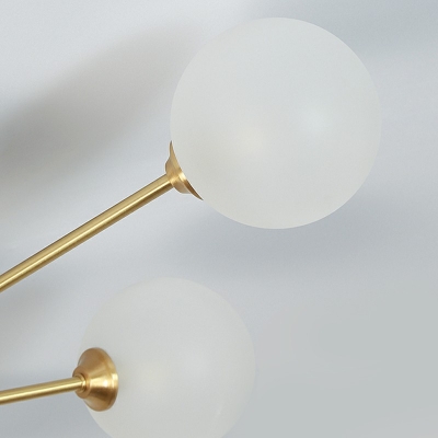 Modern Semi Flush Mount with Globe Glass Shade Sputnik Brass Flush Ceiling Light
