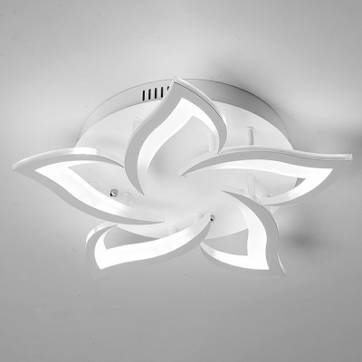 White Flower-Shape Flush Ceiling Light Fixtures LED Modern Flush Mount Light Fixtures