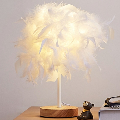 1-Light Table Lamp Contemporary Style Feather Shape Metal Nightstand Lamps
