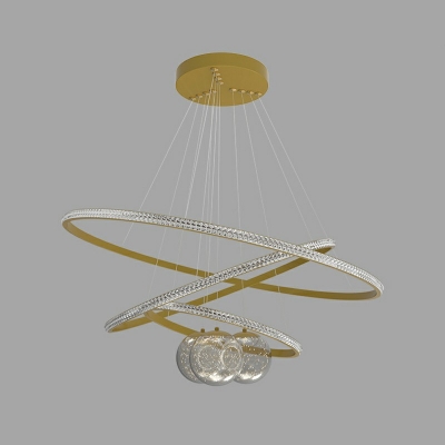 6-Light Hanging Lamps Modernist Style Ring Shape Metal Pendant Chandelier