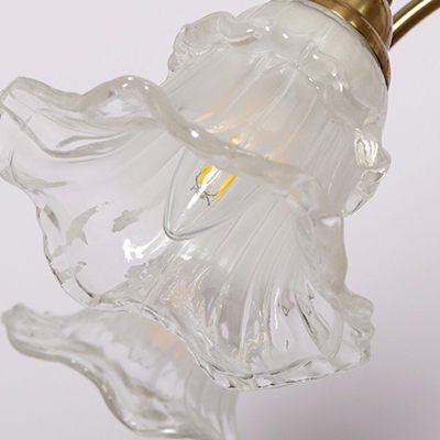 American Style Flower Shape Chandelier Glass Wrought Copper Chandelier