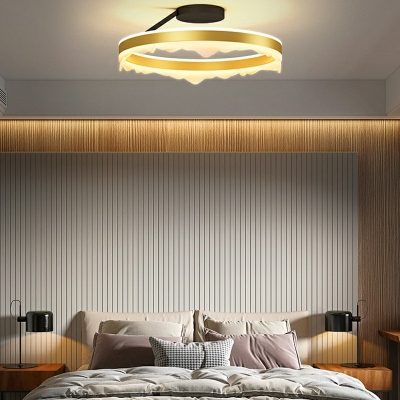 Contemporary Circle Semi Flush Mount Light Metal Ceiling Mounted Light