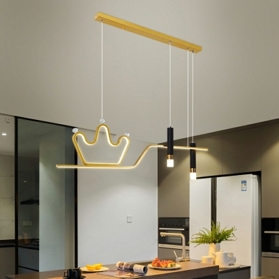 Crown-Shape Island Light 4-Light LED with Acrylic Shade Modern Chandeliers for Dining Room