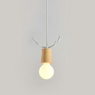 Modern Antler Ceiling Pendant 1 Light Glass Wood Suspension Light